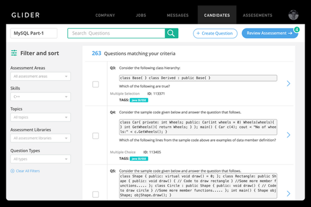 GLIDER AI online coding test