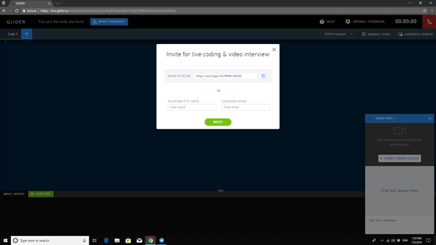 GLIDER AI online coding test - live interviews